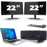 HP EliteBook 840 G8 - Intel Core i7-11e Generatie - 14 inch - 16GB RAM - 256GB SSD - Windows 11 + 2x 22 inch Monitor Zichtbaar gebruikt