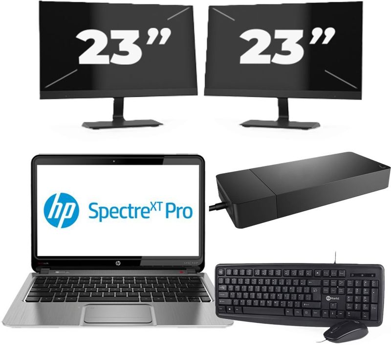 Chuwi CoreBook Pro - Intel Core i3-6e Generatie - 13 inch - 8GB RAM - 256GB SSD - Windows 11 Home + 2x 23 inch Monitor Zichtbare schade