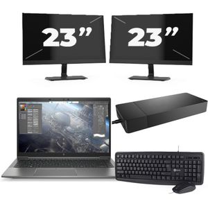HP ZBook Firefly 14 G8 - Intel Core i7-11e Generatie - 14 inch - 16GB RAM - 256GB SSD - Windows 11 Home + 2x 23 inch Monitor Zichtbaar gebruikt