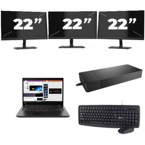 Lenovo ThinkPad X395 - AMD Ryzen 5 PRO 3500U - 13 inch - 8GB RAM - 256GB SSD - Windows 11 Home + 3x 22 inch Monitor Nette Staat