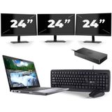 Dell Latitude 5410 - Intel Core i5-10e Generatie - 14 inch - 16GB RAM - 256GB SSD - Windows 11 + 3x 24 inch Monitor Zichtbaar gebruikt