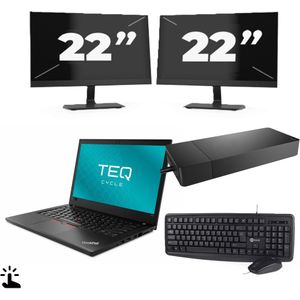 Lenovo ThinkPad T480 - Intel Core i3-8e Generatie - 14 inch - Touch - 8GB RAM - 256GB SSD - Windows 11 + 2x 22 inch Monitor Nette Staat