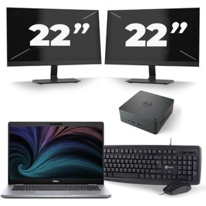 Dell Latitude 5310 - Intel Core i7-10e Generatie - 13 inch - 16GB RAM - 256GB SSD - Windows 11 + 2x 22 inch Monitor Zichtbaar gebruikt