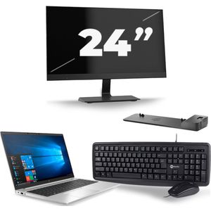 HP EliteBook 850 G7 - Intel Core i7-10e Generatie - 15 inch - 16GB RAM - 256GB SSD - Windows 11 + 1x 24 inch Monitor Zichtbaar gebruikt