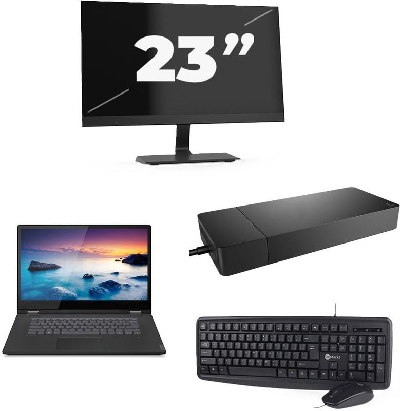 Lenovo IdeaPad C340-15IIL - Intel Core i7-10e Generatie - 15 inch - 16GB RAM - 256GB SSD - Windows 11 Home + 1x 23 inch Monitor Zichtbare schade