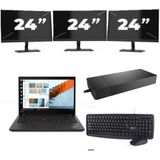 Lenovo ThinkPad T14 Gen 2 - Intel Core i5-11e Generatie - 14 inch - 16GB RAM - 256GB SSD - Windows 11 Home + 3x 24 inch Monitor Nette Staat