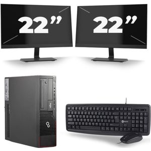 Fujitsu Esprimo E700 SFF - Intel Core i5-2e Generatie - 8GB RAM - 256GB SSD - Windows 10 + 2x 22 inch Monitor Nette Staat
