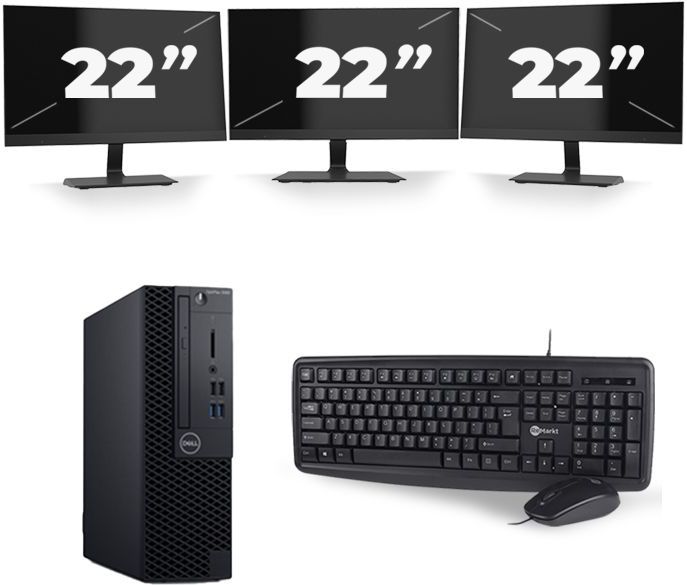 Dell Optiplex 3060 SFF - Intel Core i5-8e Generatie - 16GB RAM - 512GB SSD - Windows 11 + 3x 22 inch Monitor Nette Staat