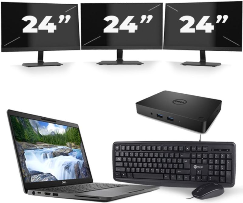 Dell Latitude 5300 - Intel Core i7-8e Generatie - 13 inch - 16GB RAM - 256GB SSD - Windows 11 + 3x 24 inch Monitor Zichtbare schade