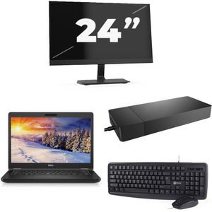 Dell Latitude E5490 - Intel Core i5-8e Generatie - 14 inch - 16GB RAM - 256GB SSD - Windows 11 Home + 1x 24 inch Monitor Zichtbare schade