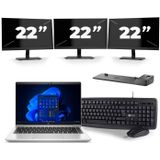 HP ProBook 640 G8 - Intel Core i5-11e Generatie - 14 inch - 16GB RAM - 512GB SSD - Windows 11 + 3x 22 inch Monitor Zichtbaar gebruikt