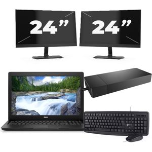 Dell Latitude 3500 - Intel Core i5-8e Generatie - 15 inch - 16GB RAM - 256GB SSD - Windows 11 Home + 2x 24 inch Monitor Nette Staat