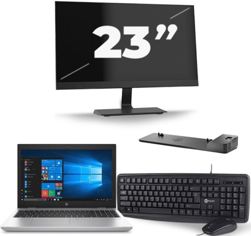 HP ProBook 650 G4 - Intel Core i5-8e Generatie - 15 inch - 16GB RAM - 256GB SSD - Windows 11 + 1x 23 inch Monitor Zichtbare schade