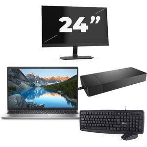 Dell Inspiron 15 3525 - AMD Ryzen 7 5825U - 15 inch - 16GB RAM - 256GB SSD - Windows 11 Home + 1x 24 inch Monitor Nette Staat