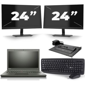 Lenovo ThinkPad T440 - Intel Core i3-4e Generatie - 14 inch - 8GB RAM - 256GB SSD - Windows 11 Home + 2x 24 inch Monitor Zichtbare schade