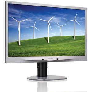 Philips Brilliance 241B4LPYCS - 24 inch - 1920x1080 - DP - DVI - VGA - Zilver Zichtbaar gebruikt