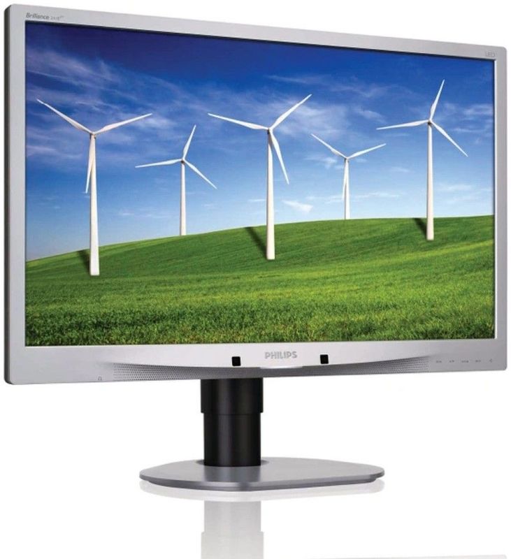 Philips Brilliance 241B4LPYCS - 24 inch - 1920x1080 - DP - DVI - VGA - Zilver Zichtbaar gebruikt
