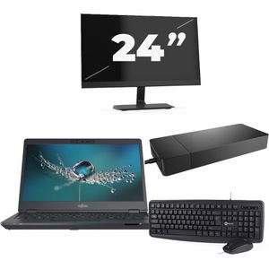 Fujitsu LIFEBOOK U7311 - Intel Core i5-11e Generatie - 13 inch - 16GB RAM - 256GB SSD - Windows 11 Home + 1x 24 inch Monitor Nette Staat