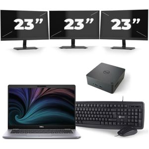 Dell Latitude 5310 - Intel Core i7-10e Generatie - 13 inch - 16GB RAM - 256GB SSD - Windows 11 + 3x 23 inch Monitor Zichtbaar gebruikt