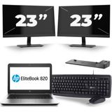 HP EliteBook 820 G4 - Intel Core i5-7e Generatie - 12 inch - 8GB RAM - 256GB SSD - Windows 11 + 2x 23 inch Monitor Zichtbaar gebruikt