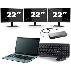 Fujitsu LifeBook S938 - Intel Core i7-8e Generatie - 13 inch - 16GB RAM - 256GB SSD - Windows 11 + 3x 22 inch Monitor Nette Staat