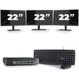 HP EliteDesk 800 G2 USFF - Intel Core i7-6e Generatie - 16GB RAM - 256GB SSD - Windows 11 + 3x 22 inch Monitor Nette Staat