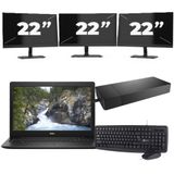 Dell Vostro 3580 - Intel Core i3-8e Generatie - 15 inch - 8GB RAM - 256GB SSD - Windows 11 Home + 3x 22 inch Monitor Nette Staat