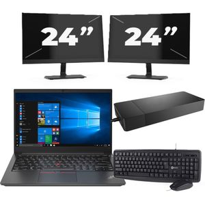 Lenovo ThinkPad E14 Gen 2 - Intel Core i5-11e Generatie - 14 inch - 16GB RAM - 256GB SSD - Windows 11 Home + 2x 24 inch Monitor Zichtbaar gebruikt