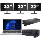 HP ProBook 445 G8 - AMD Ryzen 3 5400U - 14 inch - 16GB RAM - 256GB SSD - Windows 11 + 3x 22 inch Monitor Zichtbaar gebruikt