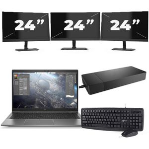 HP ZBook Firefly 14 G7 - Intel Core i7-10e Generatie - 14 inch - 16GB RAM - 256GB SSD - Windows 11 Home + 3x 24 inch Monitor Zichtbare schade