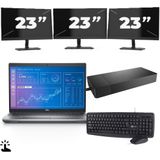 Dell Precision 3571 - Intel Core i5-12e Generatie - 15 inch - Touch - 16GB RAM - 256GB SSD - Windows 11 Home + 3x 23 inch Monitor Zichtbaar gebruikt