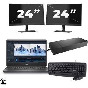 Dell Precision 7560 - Intel Core i7-11e Generatie - 15 inch - Touch - 16GB RAM - 256GB SSD - Windows 11 Home + 2x 24 inch Monitor Zichtbaar gebruikt