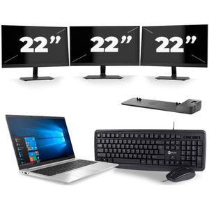 HP EliteBook 850 G7 - Intel Core i7-10e Generatie - 15 inch - 16GB RAM - 256GB SSD - Windows 11 + 3x 22 inch Monitor Zichtbare schade