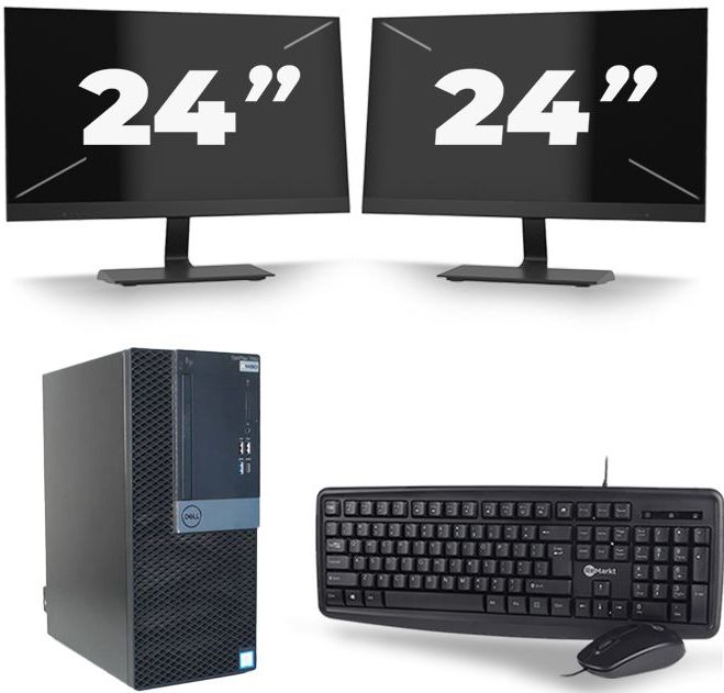 Dell Optiplex 7060 Tower - Intel Core i5-8e Generatie - 16GB RAM - 512GB SSD - Windows 11 + 2x 24 inch Monitor Nette Staat