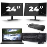 Dell Precision 3541 - Intel Core i7-9e Generatie - 15 inch - 16GB RAM - 256GB SSD - Windows 11 + 2x 24 inch Monitor Nette Staat