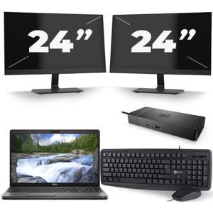 Dell Precision 3541 - Intel Core i7-9e Generatie - 15 inch - 16GB RAM - 256GB SSD - Windows 11 + 2x 24 inch Monitor Nette Staat