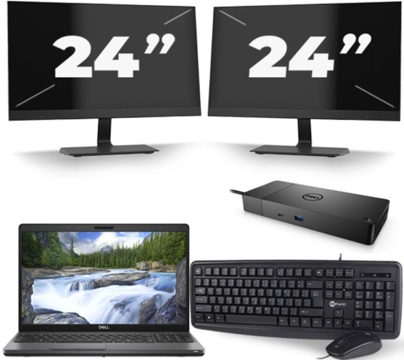 Dell Precision 3541 - Intel Core i7-9e Generatie - 15 inch - 16GB RAM - 256GB SSD - Windows 11 + 2x 24 inch Monitor Nette Staat