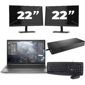 HP ZBook Firefly 14 G7 - Intel Core i7-10e Generatie - 14 inch - 16GB RAM - 256GB SSD - Windows 11 Home + 2x 22 inch Monitor Nette Staat