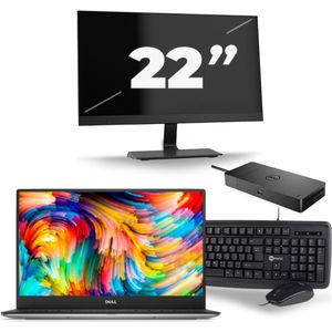Dell XPS 13 9360 - Intel Core i5-7e Generatie - 13 inch - 8GB RAM - 256GB SSD - Windows 11 Home + 1x 22 inch Monitor Zichtbare schade