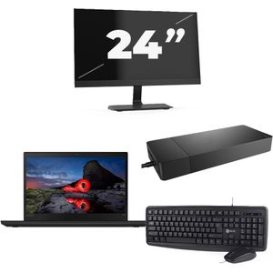 Lenovo ThinkPad T495 - AMD Ryzen 3 PRO 3300U - 14 inch - 16GB RAM - 256GB SSD - Windows 11 Home + 1x 24 inch Monitor Nette Staat