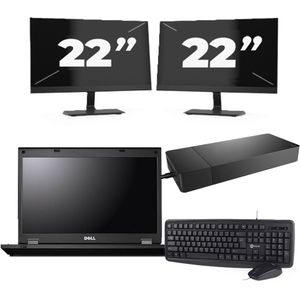 Fujitsu Lifebook E5510 - Intel Core i3-10e Generatie - 15 inch - 16GB RAM - 256GB SSD - Windows 11 Home + 2x 22 inch Monitor Nette Staat