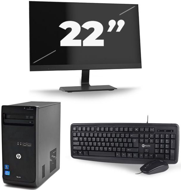 HP Pro 3400 Micro Tower - Intel Core i7-3e Generatie - 16GB RAM - 512GB SSD - Windows 10 + 1x 22 inch Monitor Nette Staat