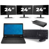 Dell Latitude E7470 - Intel Core i5-6e Generatie - 14 inch - 8GB RAM - 256GB SSD - Windows 11 + 3x 24 inch Monitor Zichtbaar gebruikt