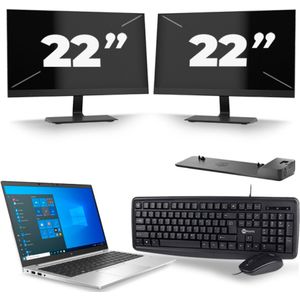 HP EliteBook 840 G8 - Intel Core i7-11e Generatie - 14 inch - 16GB RAM - 256GB SSD - Windows 11 + 2x 22 inch Monitor Zichtbare schade