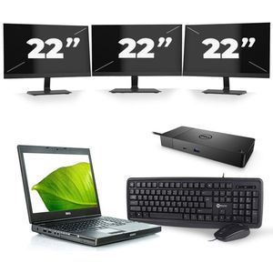 Dell Precision M4600 - Intel Core i5-2e Generatie - 15 inch - 8GB RAM - 256GB SSD - Windows 10 + 3x 22 inch Monitor Zichtbaar gebruikt