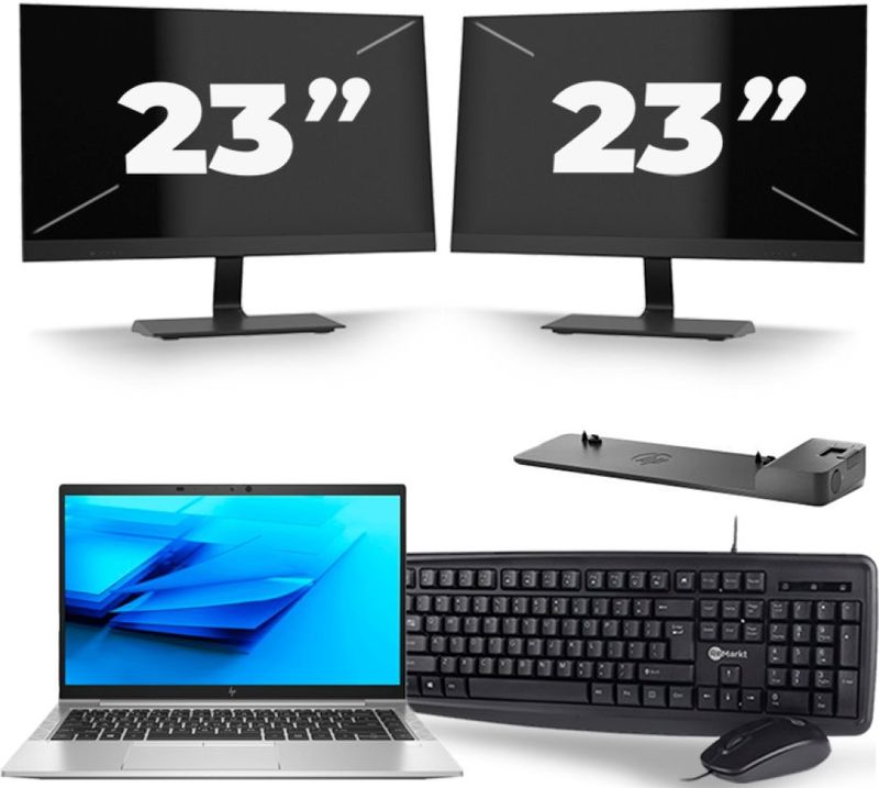 HP EliteBook 840 G7 - Intel Core i5-10e Generatie - 14 inch - 16GB RAM - 256GB SSD - Windows 11 + 2x 23 inch Monitor Zichtbare schade