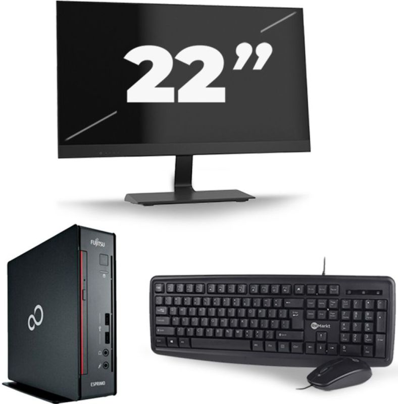Fujitsu Esprimo Q556 USFF - Intel Core i7-6e Generatie - 16GB RAM - 256GB SSD - Windows 11 + 1x 22 inch Monitor Zichtbaar gebruikt