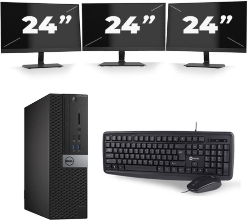 Dell Optiplex 3040 USFF - Intel Core i5-6e Generatie - 8GB RAM - 256GB SSD - Windows 11 + 3x 24 inch Monitor Nette Staat