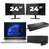 HP EliteBook 830 G9 - Intel Core i7-12e Generatie - 13 inch - 16GB RAM - 256GB SSD - Windows 11 Home + 2x 24 inch Monitor Zichtbaar gebruikt