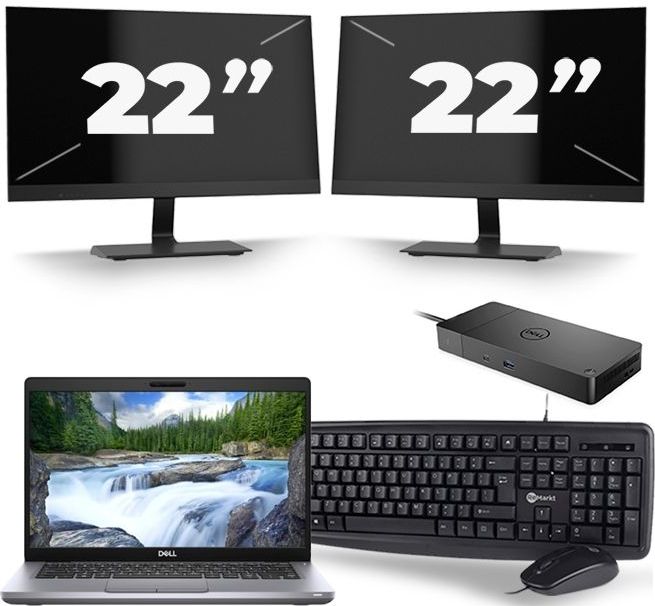 Dell Latitude 5411 - Intel Core i5-10e Generatie - 14 inch - 16GB RAM - 512GB SSD - Windows 11 + 2x 22 inch Monitor Zichtbare schade